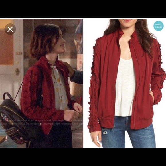 Treasure & Bond Jackets & Blazers - Treasure & Bond Ruffle bomber sleeve jacket NWT